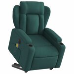 vidaXL Fauteuil inclinable de massage électrique Vert foncé Tissu