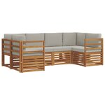 vidaXL Ensemble de canapés d'extérieur 6 pc Gris Naturel et Clair