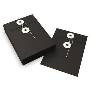 Lot de 20 enveloppes noire + blanc à rondelle et ficelle 162x114