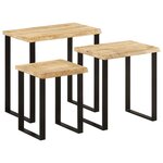 vidaXL Tables gigognes 3 Pièces avec bord vivant bois de manguier massif