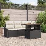 vidaXL Ensemble de Canapé de Jardin 5 Pièces avec Coussins Noir en Rattan Poly
