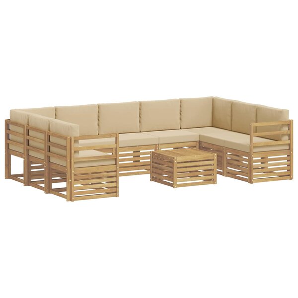 vidaXL Ensemble de canapés d'extérieur 10 pc Blanc et Beige Polyester