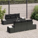 vidaXL Ensemble de canapé de jardin avec coussin 8 Pièces Noir polyrotin
