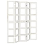 vidaXL Cloison de séparation 5 panneaux blanc bois de paulownia massif