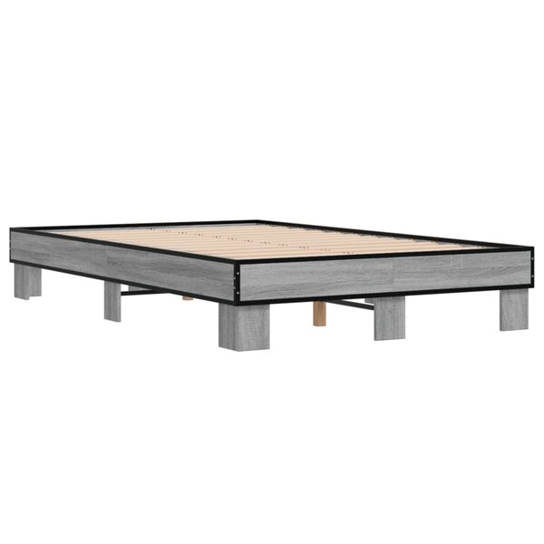 vidaXL Cadre de lit sonoma gris 140x200 cm bois d'ingénierie et métal