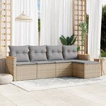 vidaXL Salon de jardin avec coussins 5Pièces mélange beige résine tressée
