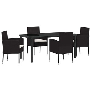 vidaXL Ensemble de salle à manger pour jardin 5 Pièces Noir polyrotin