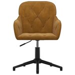 Chaise fauteuil siège pivotante de bureau informatique étude velours brun 02_0024148