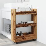 vidaXL Chariot de rangement étroit 3 niveaux vieux bois