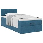 vidaXL Cadre de lit ottoman avec matelas bleu foncé 90x200 cm velours