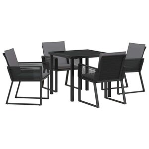 vidaXL Ensemble de salle à manger pour jardin 5 Pièces Noir Poly rotin