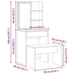 vidaXL Ensemble de Coiffeuse avec tiroir Chêne noir 60 x 40 x 140 cm