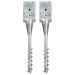 vidaXL Piquets au sol 2 Pièces Argenté 9x9x56 cm Acier galvanisé