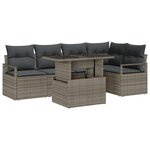 Canapé de Jardin 6 Pièces vidaXL avec Coussins Gris Rattan Poly
