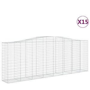 vidaXL Paniers à gabions arqués 15 Pièces 400x50x140/160 cm Fer galvanisé