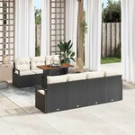 vidaXL Ensemble de canapé de jardin avec coussin 8 Pièces Noir et Crème