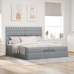 VidaXL Cadre de lit ottoman et matelas gris clair 200x200cm tissu