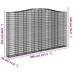 vidaXL Paniers à gabions arqués 5 Pièces 400x30x220/240 cm Fer galvanisé