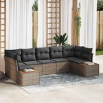 vidaXL Ensemble de canapé de jardin avec coussin 7 Pièces Gris Poly rotin