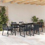 vidaXL Ensemble de salle à manger pour jardin 7 Pièces Noir Poly rotin