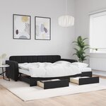 vidaXL Lit de jour avec gigogne et tiroirs noir 90x190 cm velours
