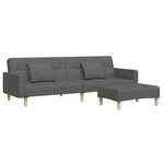 vidaXL Canapé-lit à 2 places avec repose-pied gris foncé tissu