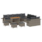 vidaXL Ensemble de canapé de jardin 14 Pièces Gris polyrotin