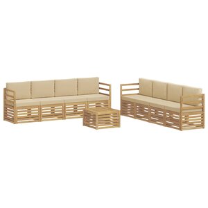 vidaXL Ensemble de canapés d'extérieur 9 pc Blanc et Beige Polyester
