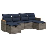 vidaXL Salon de jardin 6 Pièces avec coussins gris résine tressée