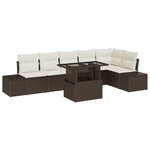vidaXL Ensemble de canapé de jardin 7 Pièces Marron Poly rotin