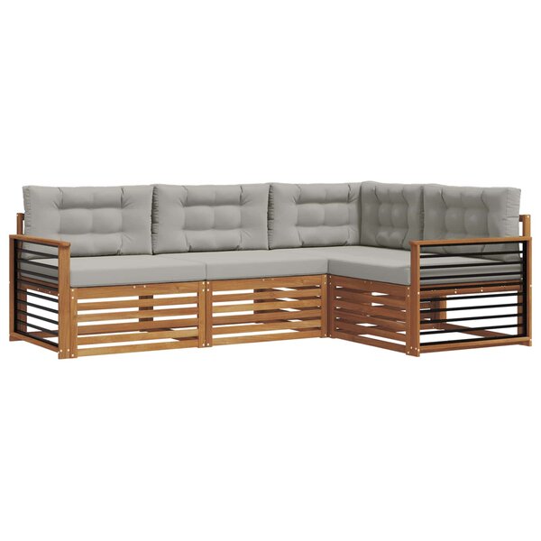 vidaXL Ensemble de canapés d'extérieur 4 pc Gris Naturel et Clair