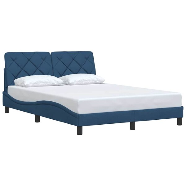vidaXL Cadre de lit sans matelas bleu 140x190 cm tissu
