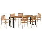 Ensemble de salle à manger de jardin vidaXL 7 pièces en poly rotin beige et acacia