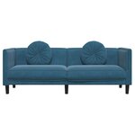 vidaXL Canapé avec coussins 3 places bleu velours