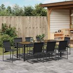 vidaXL Ensemble de salle à manger pour jardin 9 Pièces Noir