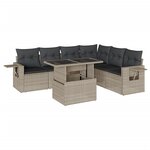 vidaXL Salon de jardin avec coussins 7 Pièces gris clair résine tressée