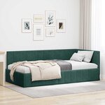 vidaXL Cadre de lit d'angle Vert foncé 90 cm x 190 cm tissu