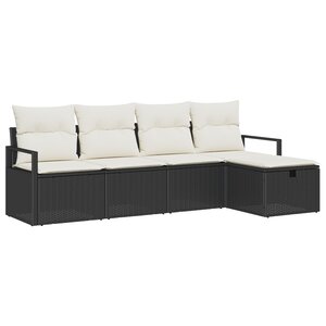 Ensemble de 5 Canapés de Jardin avec Coussins en Poly Rattan Noir