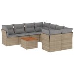 vidaXL Salon de jardin avec coussins 9 Pièces beige résine tressée