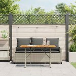 vidaXL Canapé de jardin 3places coussins et table gris clair polyrotin