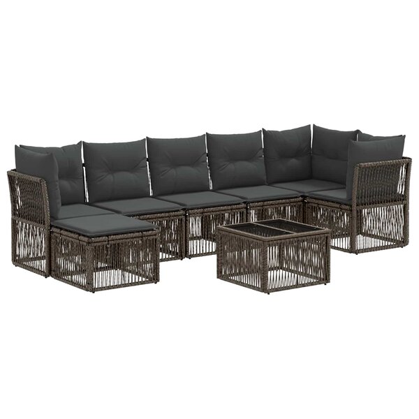 vidaXL Ensemble de canapé de jardin 8 Pièces Gris polyrotin