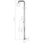 vidaXL Douche de jardin avec base gris 230 cm Acier inoxydable