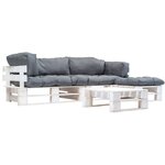 vidaXL Salon de jardin palette 4 Pièces avec coussins gris Bois