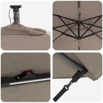 vidaXL Parasol banane à mât déporté Taupe 249 x 249 x 250 cm
