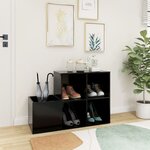 vidaXL Armoire à chaussures d'entrée noir bois d'ingénierie