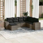vidaXL Salon de jardin avec coussins 7 Pièces gris résine tressée
