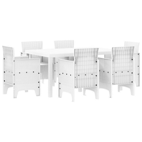 vidaXL Ensemble de salle à manger de jardin 7 pièces en poly rotin blanc