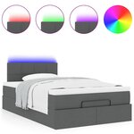 vidaXL Lit ottoman avec matelas et LED gris foncé 120x190 cm tissu