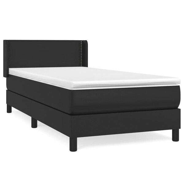 vidaXL Sommier à lattes de lit avec matelas Noir 90x200 cm Similicuir