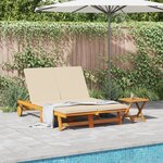 Transat double vidaXL avec des roues et un coussin en bois d'acacia
